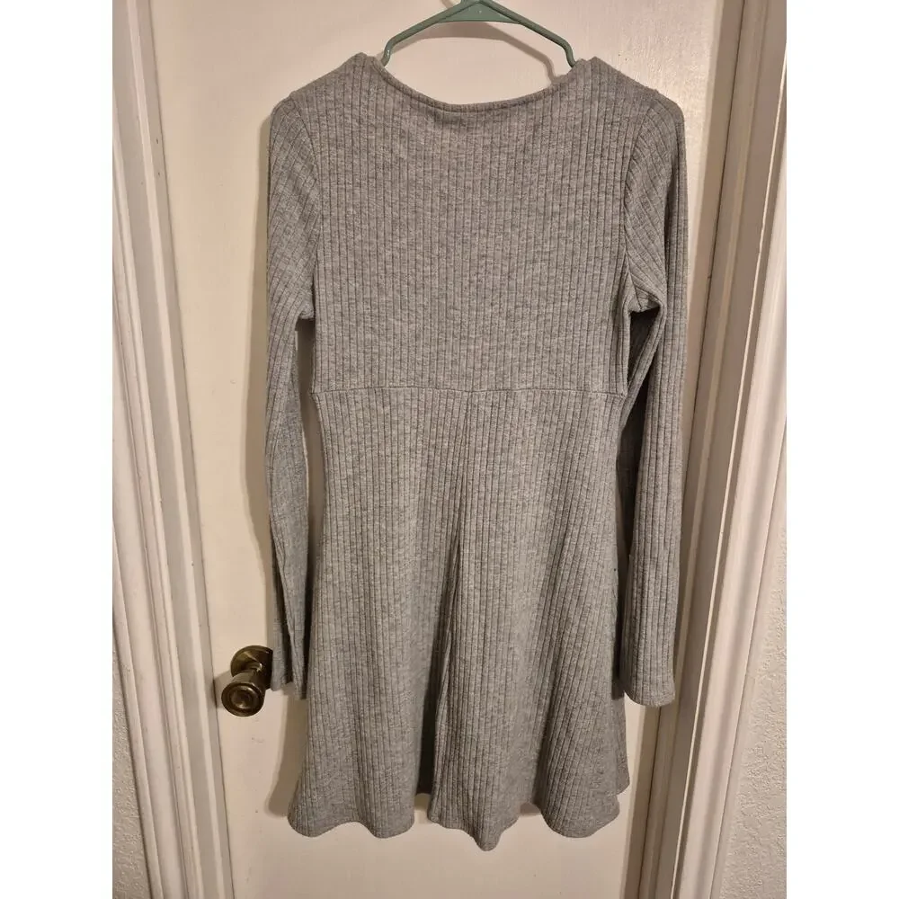 Lush NWT Gray Ribbed Knit Fit & Flare Dress Size XL - Picture 5 of 5